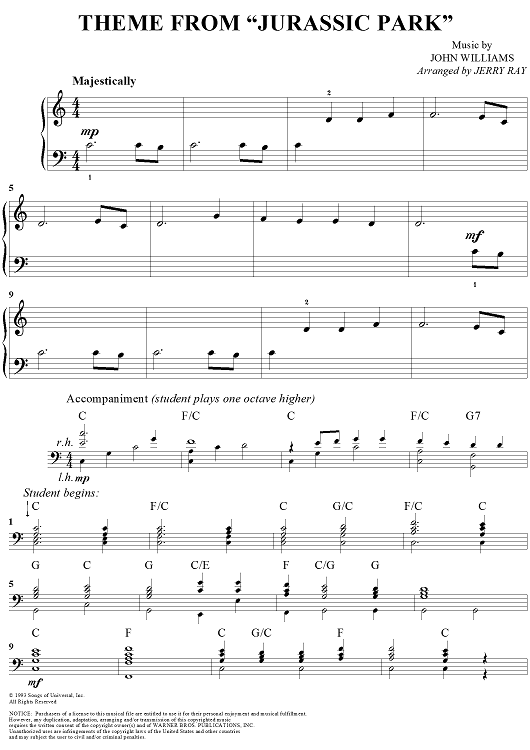 jurassic park theme piano sheet music free pdf